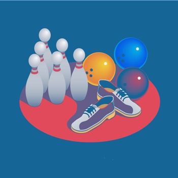 Quille, chaussure et boule de bowling